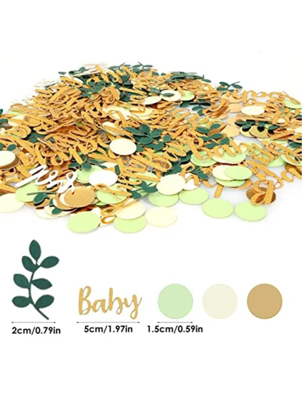 Champagne Ivory Sage Green Confetti Paper Sprinkle Party Wedding Baby Shower